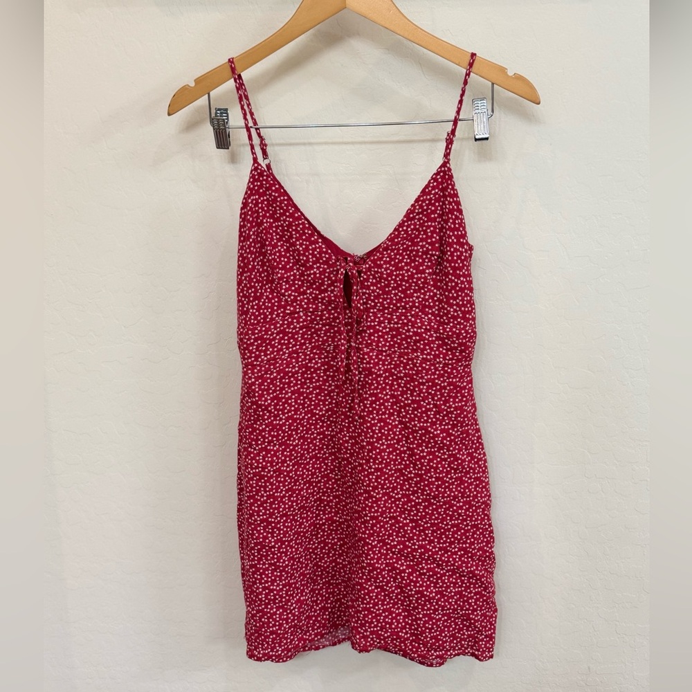 Honey Punch Red Star-Print Slip Dress